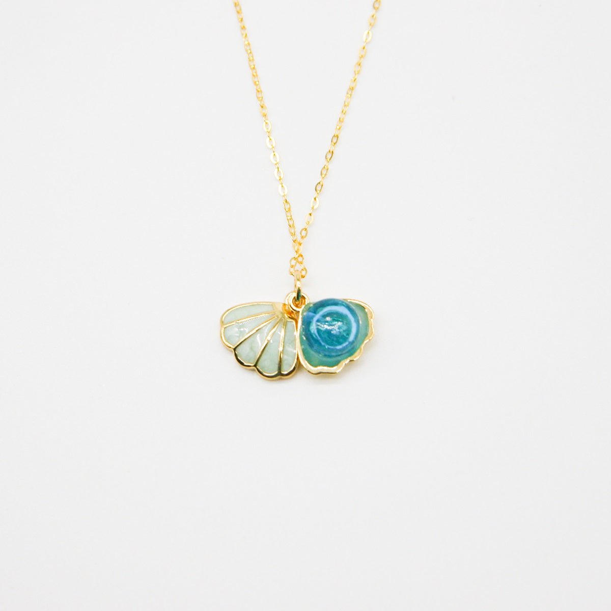 Green Shell Murano Aroma Necklace - Ocean Breeze | Energy & Healing | Diffuse on the go | Sterling Silver Gift