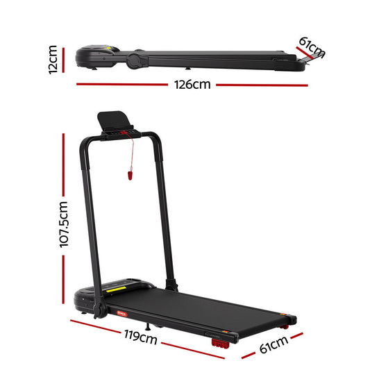 Everfit Treadmill Electric Walking Pad with Incline Foldable for Home Gym Black