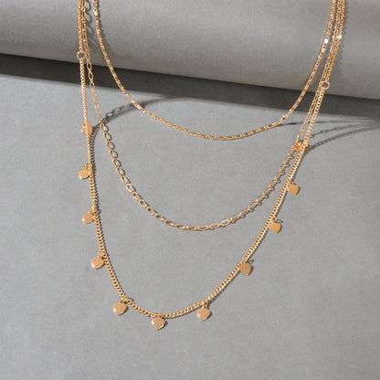 Boho Chic Jewelry Multi-layer Gold Chain Heart Charm Necklace Trendy Accessories