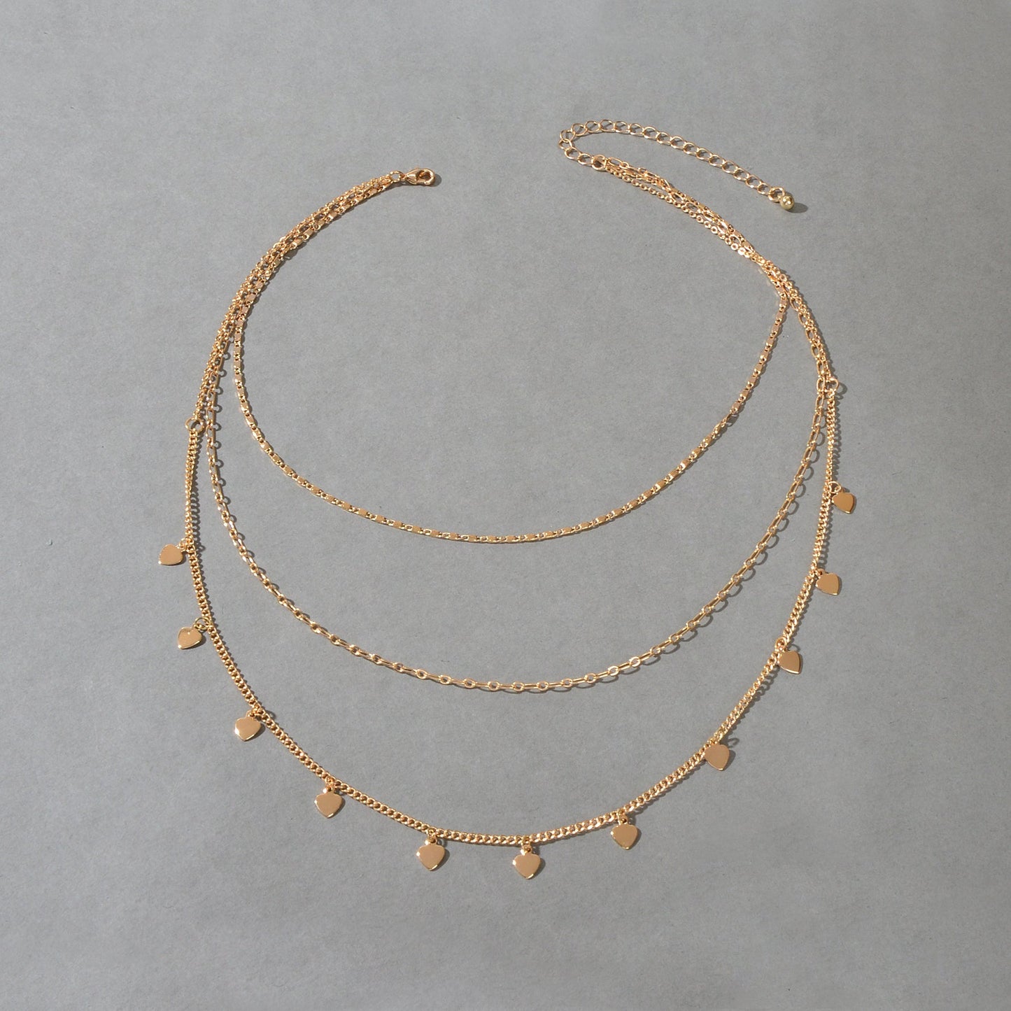 Boho Chic Jewelry Multi-layer Gold Chain Heart Charm Necklace Trendy Accessories
