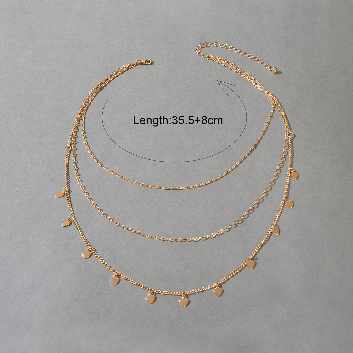 Boho Chic Jewelry Multi-layer Gold Chain Heart Charm Necklace Trendy Accessories