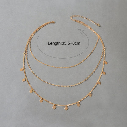 Boho Chic Jewelry Multi-layer Gold Chain Heart Charm Necklace Trendy Accessories