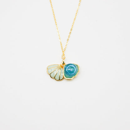 Green Shell Murano Aroma Necklace - Ocean Breeze | Energy & Healing | Diffuse on the go | Sterling Silver Gift