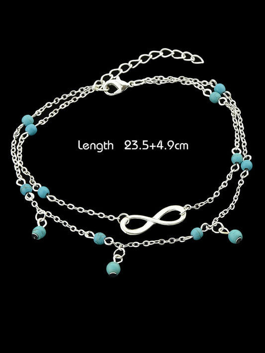 1 pc Double layer Chain Turquoise Infinity Anklet Barefoot Foot Beach Jewellery
