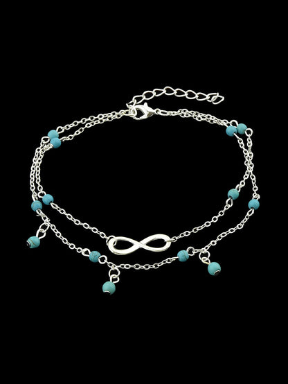 1 pc Double layer Chain Turquoise Infinity Anklet Barefoot Foot Beach Jewellery