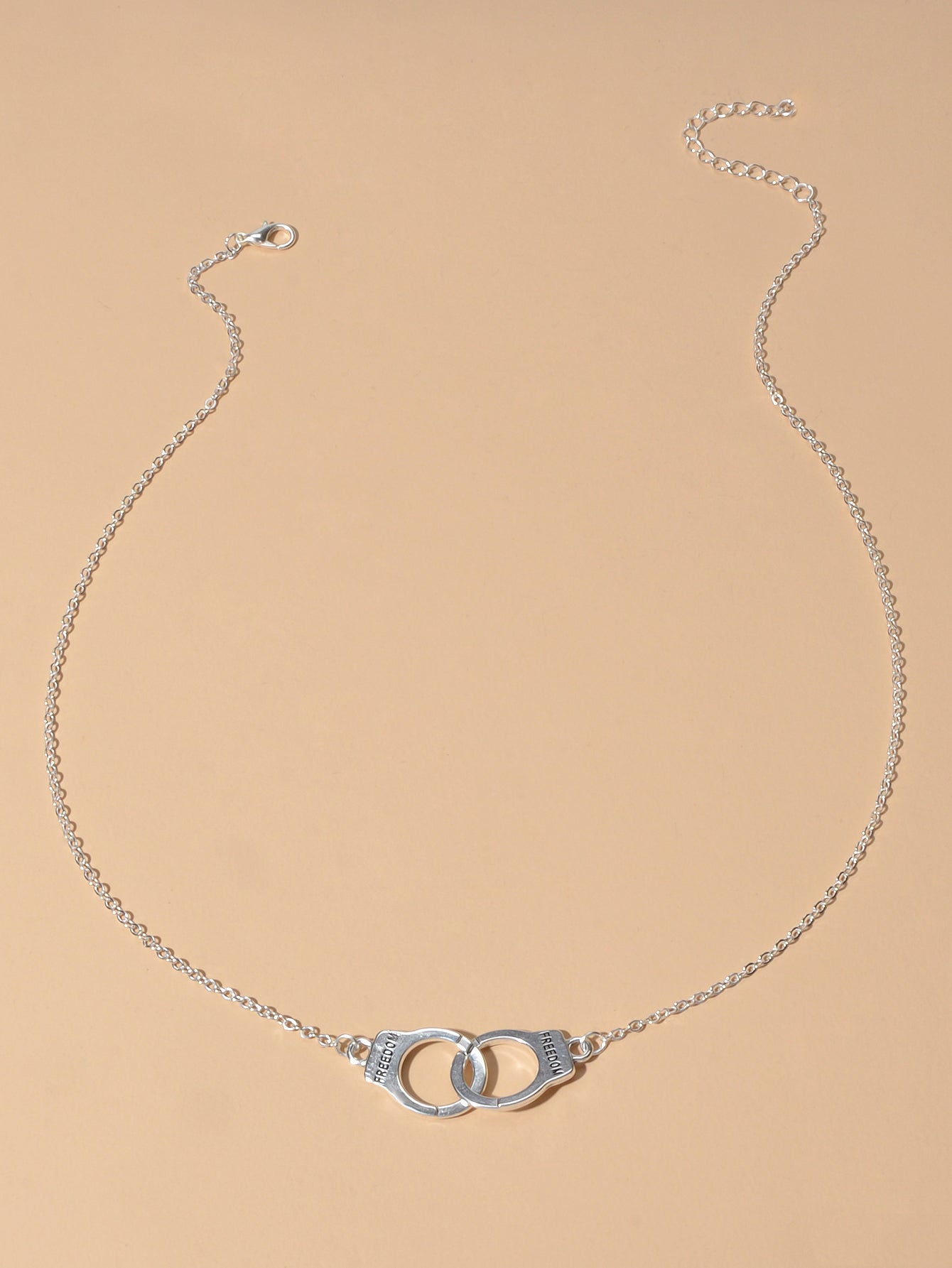 Punk Silver FREEDOM Handcuffs Necklace Boho Lover Jewellery Valentine's Collar