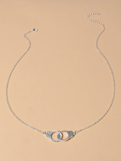 Punk Silver FREEDOM Handcuffs Necklace Boho Lover Jewellery Valentine's Collar