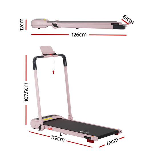 Everfit Treadmill Electric Walking Pad with Incline Foldable for Home Gym Pink